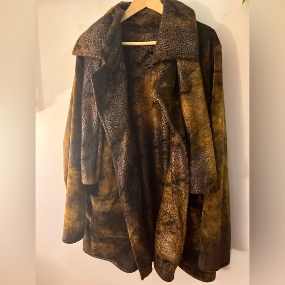 Linda Lundstrom Vintage Reversible Brown Textured Coat & Scarf 14 - Picture 2 of 7